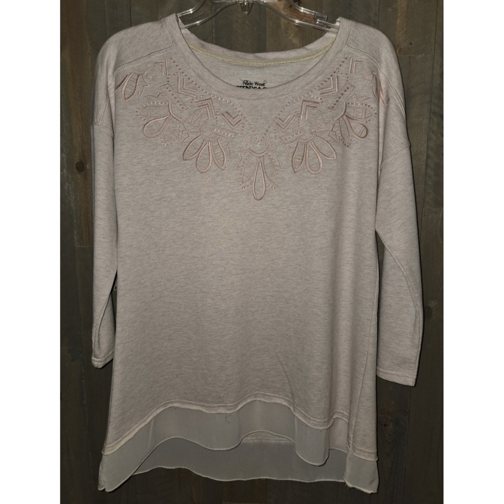 WOMENS NINE WEST SMALL Vintage America Collection Long Sleeve Cream Shirt Top